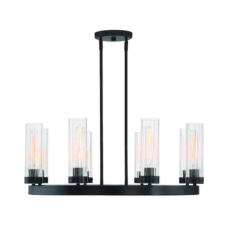 Designers Fountain Braden 8 Light Contemporary Iron Graphite with Striated Blown Glass Shades Chandelier 95088-IG